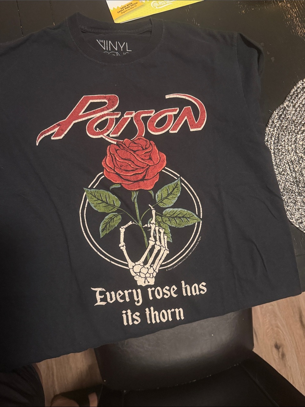 Tilly's Black Graphic Tee with Red Rose